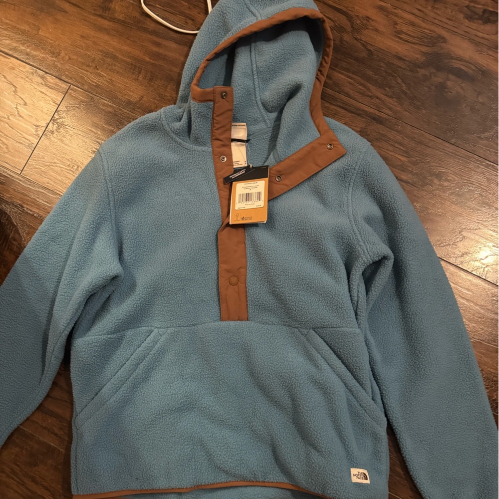 The North Face Blue and Brown Fleece Sweater
